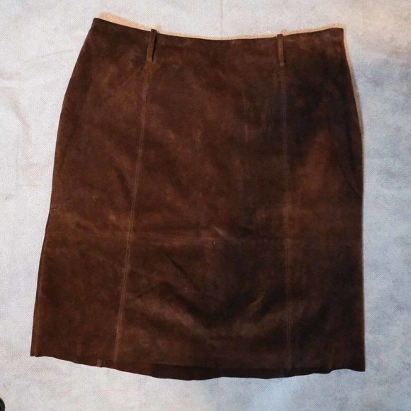 Garson Suede Womens Skirt 16 Knee Length Seems Fallcore Minimalist Casual Luxury - Picture 3 of 15